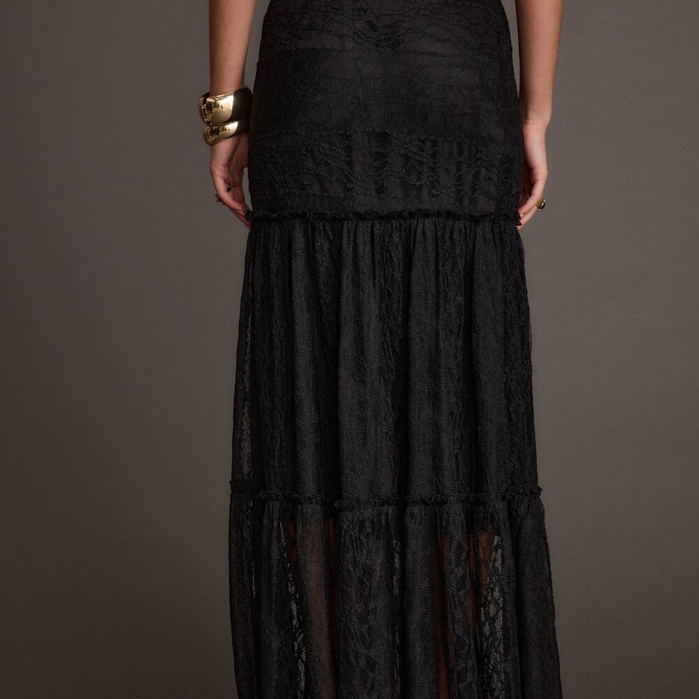 12th Tribe Poppy Black Lace Maxi Skirt Size XSXS - Picture 2 of 3
